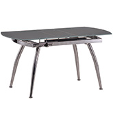 Luna 47" to 59" Extension Dining Table in Chrome & Painted Grey Glass