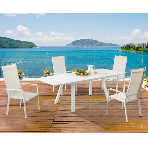 Malibu 5 Piece Outdoor Ext Dining Set with High Back Dining Chairs