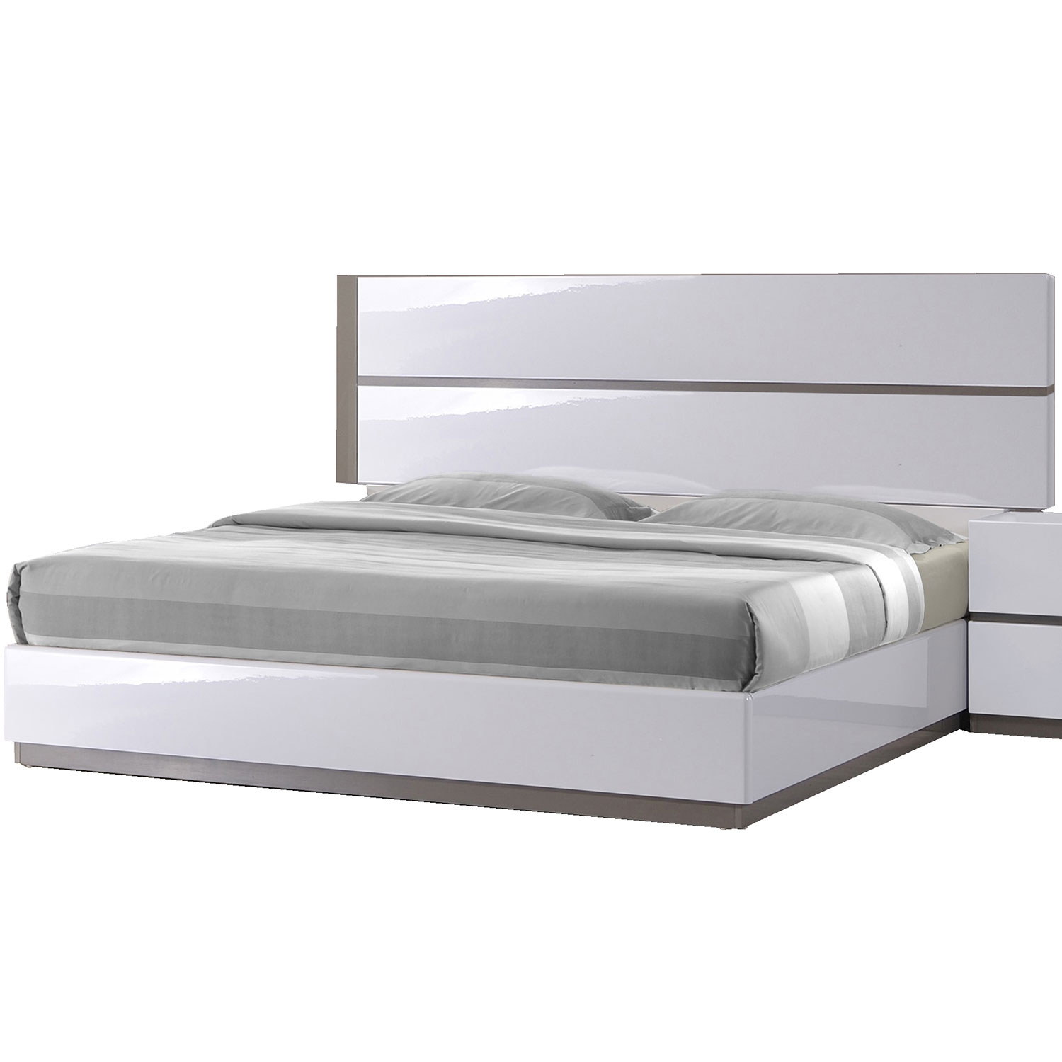 Chintaly MANILABEDKGFBSRHBFBSR Manila King Bed in Gloss White & Gray