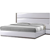Manila King Bed in Gloss White & Gray