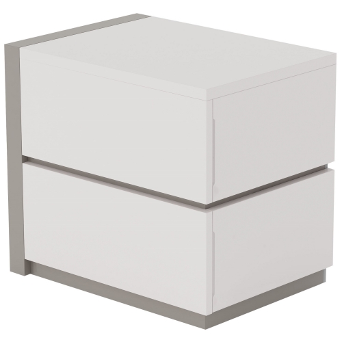 Manila Left 2 Drawer Nightstand in Gloss White & Gray
