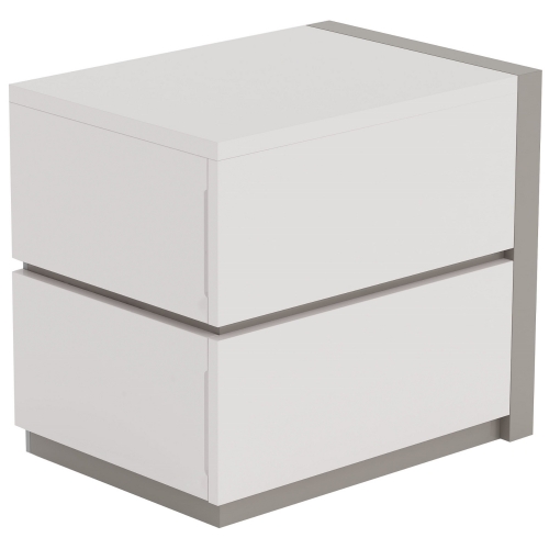 Manila Right 2 Drawer Nightstand in Gloss White & Gray