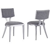 Mavis Dining Chair in Brushed Stainless with Grey Leatherette (Set of 2)