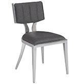 Mavis Dining Chair in Polished Stainless with Grey Fabric (Set of 2)
