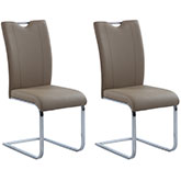 Melissa Dining Chair in Taupe Leatherette & Brushed Metal (Set of 2)