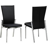 Molly Motion Back Dining Chair in Black Leatherette & Chrome (Set of 2)