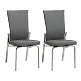 Molly Motion Back Dining Chair in Gray Leatherette & Chrome (Set of 2)