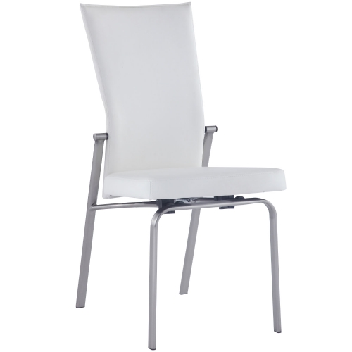 Molly Motion Back Dining Chair in White Leatherette & Chrome (Set of 2)