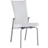 Molly Motion Back Dining Chair in White Leatherette & Chrome (Set of 2)