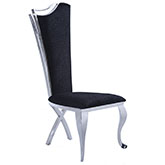 Nadia Tall Back Dining Chair in Black Fabric on Stainless Legs (Set of 2)