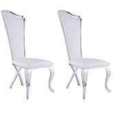 Nadia Tall Back Dining Chair in White Fabric on Stainless Legs (Set of 2)