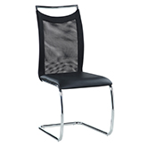 Nadine Meshed Back Cantilever Dining Chair in Black Leatherette (Set of 2)