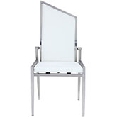 Nala Motion Back Dining Chair in White Leatherette & Brushed Stainless (Set of 2)
