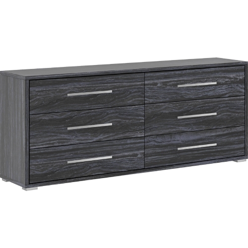 Naples 6 Drawer Dresser in Gloss Gray Melamine Wood