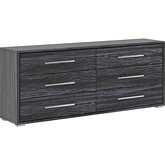 Naples 6 Drawer Dresser in Gloss Gray Melamine Wood