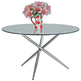 Patricia 43" Round Dining Table in Polished Stainless & Tempered Glass