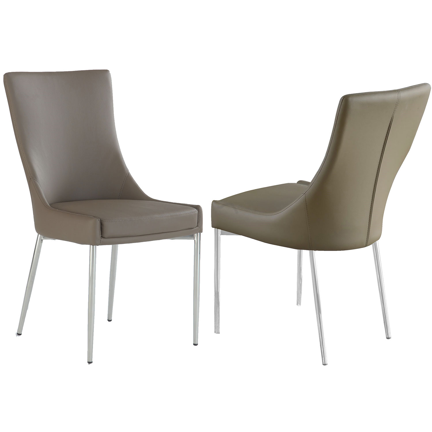 Patricia Designer Dining Chair in Light Brown Leatherette & Stainless (Set of 2)