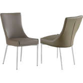 Patricia Designer Dining Chair in Light Brown Leatherette & Stainless (Set of 2)