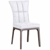 Peggy Dining Chair in Gray Wood & Tufted White Leatherette (Set of 2)
