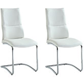 Piper Cantilever Curved Back Dining Chair in White Leatherette (Set of 2)