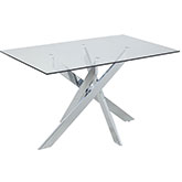 Pixie 48" Dining Table w/ Criss Cross Chrome Legs & Glass Top