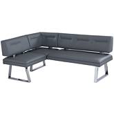 Rachel Reversible Dining Nook in Tufted Gray Leatherette