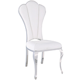 Raegan Shell Back Dining Chair in White Leatherette & Stainless (Set of 2)