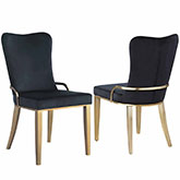 Riley Dining Chair Black Velvet & Brushed Gold (Set of 2)