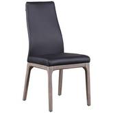 Rosario Dining Chair in Gray Wood & Black Leatherette (Set of 2)