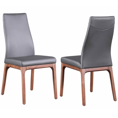 Rosario Dining Chair in Walnut Veneer & Gray Leatherette (Set of 2)