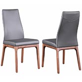 Rosario Dining Chair in Walnut Veneer & Gray Leatherette (Set of 2)