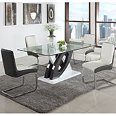 Stella 5 Piece Dining Set in Grey & White Leatherette