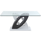 Stella 67" Dining Table in Gloss White, Grey & Tempered Glass