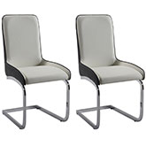 Stella Bucket Dining Chair in Grey & White Leatherette (Set of 2)
