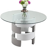 Sunny 48" Round Dining Table w/ Gloss White & Grey Open Cylinder Base