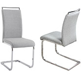 Sunny Handle Back Patterned Grey Leatherette Dining Chair (Set of 4)
