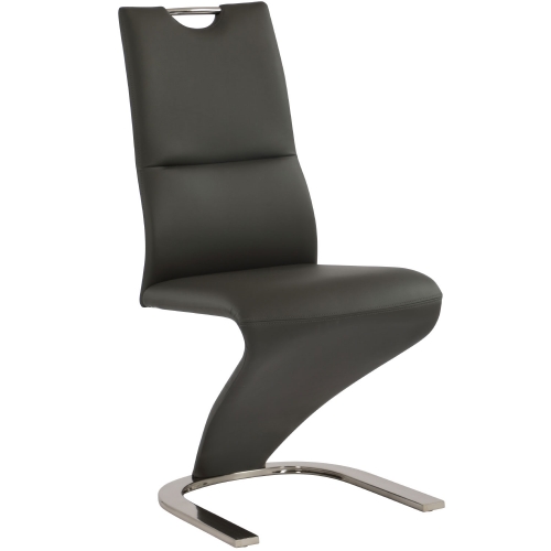 Suri Handle Back Dining Chair in Gray Leatherette (Set of 2)