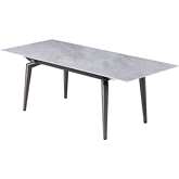 Tabatha 63" Ext Dining Table in Gray Marbled Ceramic & Graphite