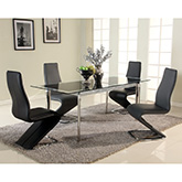 Tara 63 to 78" Pop-Up Extension Black Glass & Stainless Steel Dining Table