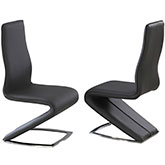 Tara Z Style Dining Chair in Black Leatherette on Chrome Legs (Set of 2)