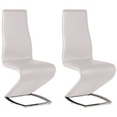 Tara Z Style Dining Chair in White Leatherette on Chrome Legs (Set of 2)