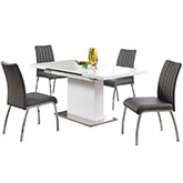 Vanessa 5 Piece Dining Set with Gray Leatherette Chairs