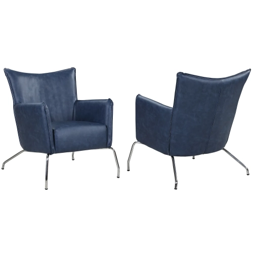 2008 Accent Chair in Blue Leatherette & Polished Stainless
