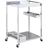 All Metal Tea Bar Cart in Polished Stainless Steel