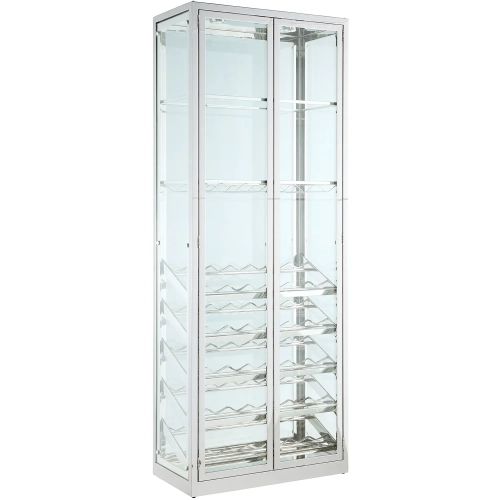 6655 Curio Cabinet with Wine & Stemware Racks in Glass & Chrome