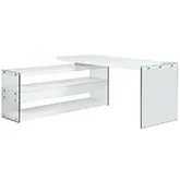 6902 360 Degree Rotating Desk in Gloss White & Tempered Glass