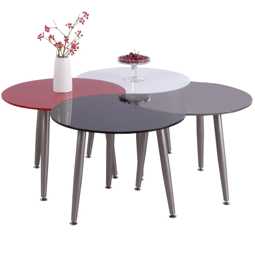 8072 Four Piece Cocktail Table Set in Multi-Color Glass