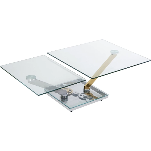 8097 Motion Extendable Coffee Cocktail Table in Glass & Stainless Steel