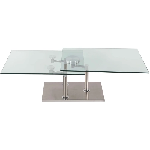 8164 Motion Coffee Cocktail Table in Glass & Stainless