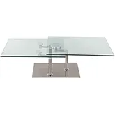 8164 Motion Coffee Cocktail Table in Glass & Stainless